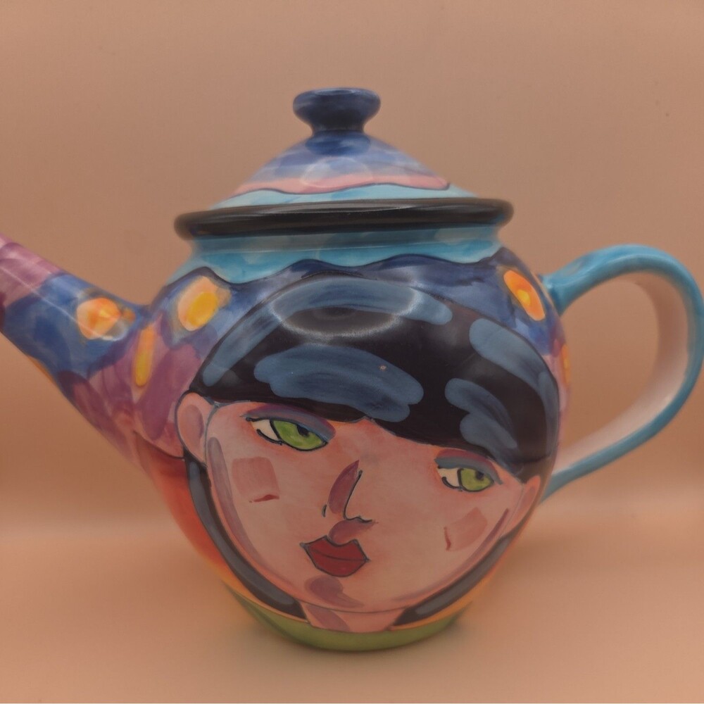 Denise Ford by Ganz “Girl’s Face” Hand Painted, Glazed Ceramic Teapot, Art